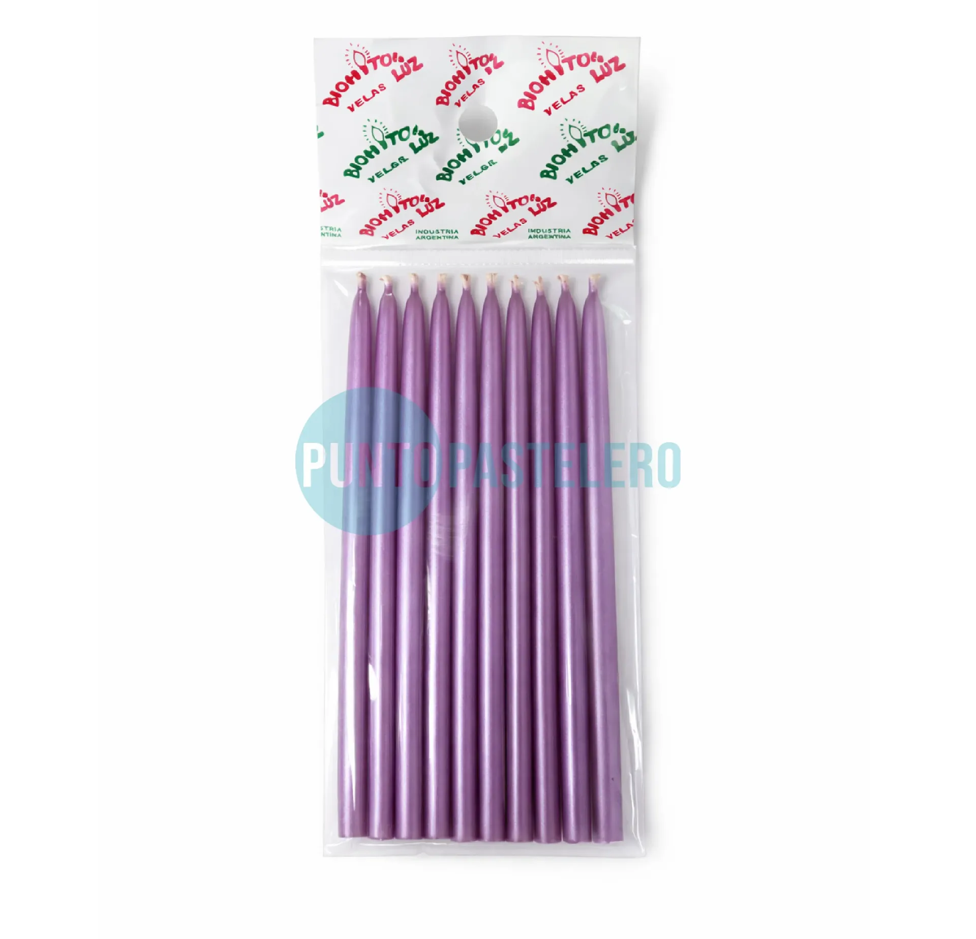 VELA PERLADA 10 CM LILA (X 10 U.)