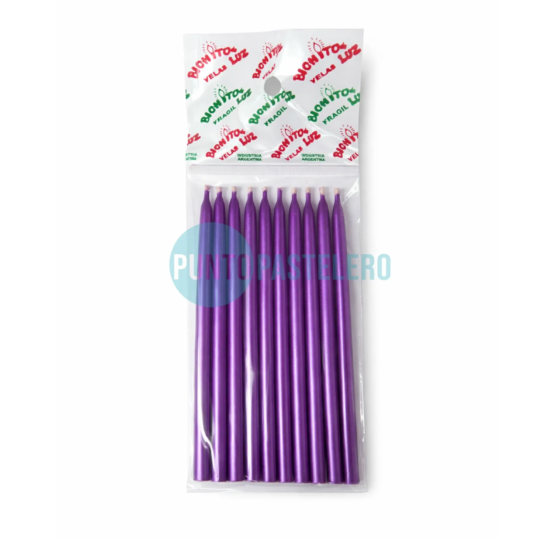 VELA PERLADA 10 CM VIOLETA (X 10 U.)