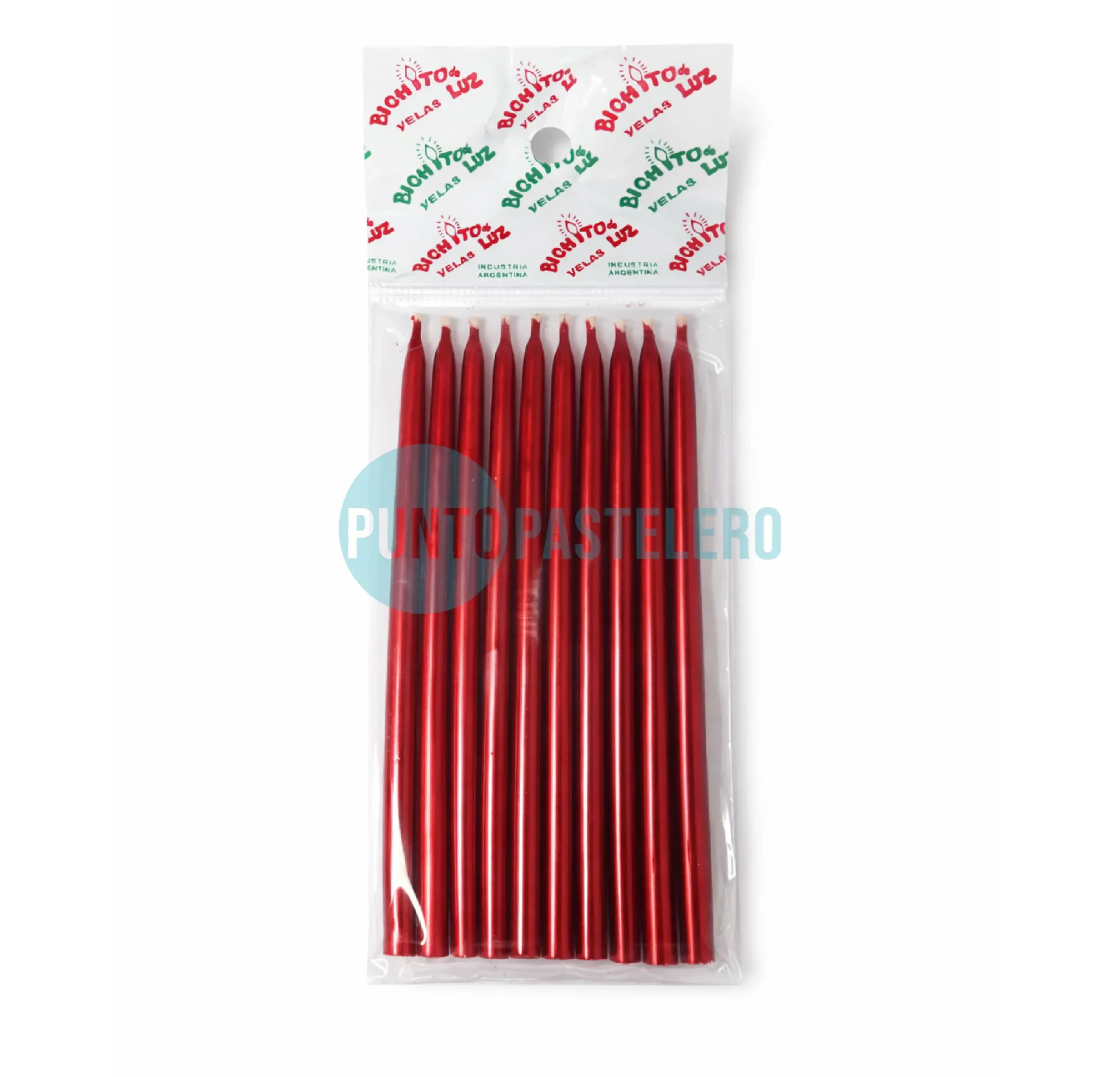 VELA PERLADA 10 CM ROJO (X 10 U.)