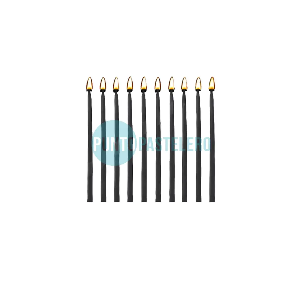 VELA PERLADA 10 CM NEGRO (X 10 U.)