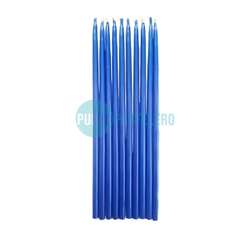 PACK VELA PERLADA 15 CM AZUL (X 10 U.)