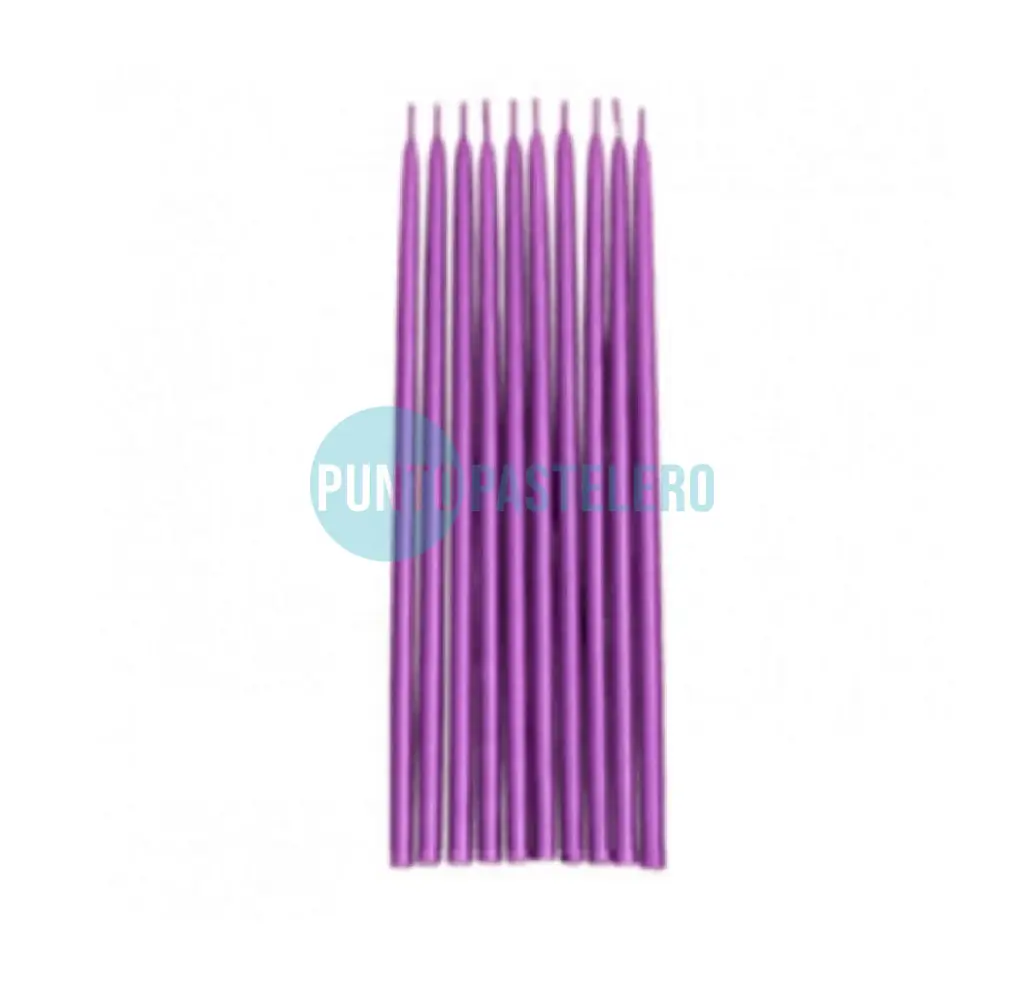 PACK VELA PERLADA 15 CM LILA (X 10 U.)
