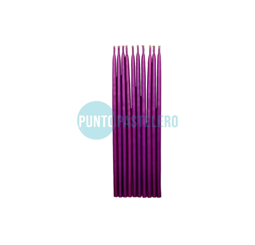 PACK VELA PERLADA 15 CM VIOLETA (X 10 U.)