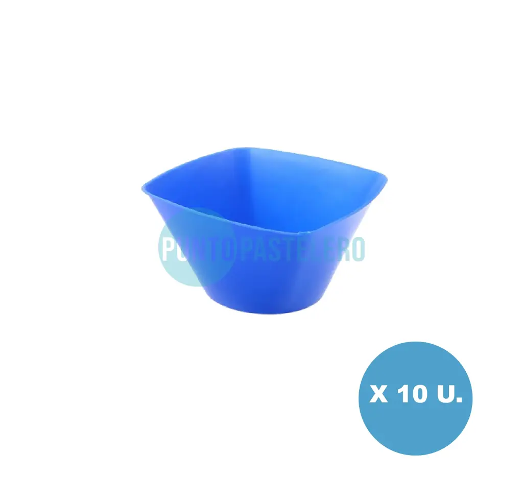 BOWL CUADRADO AZUL KOVALPLAST (10 U.)