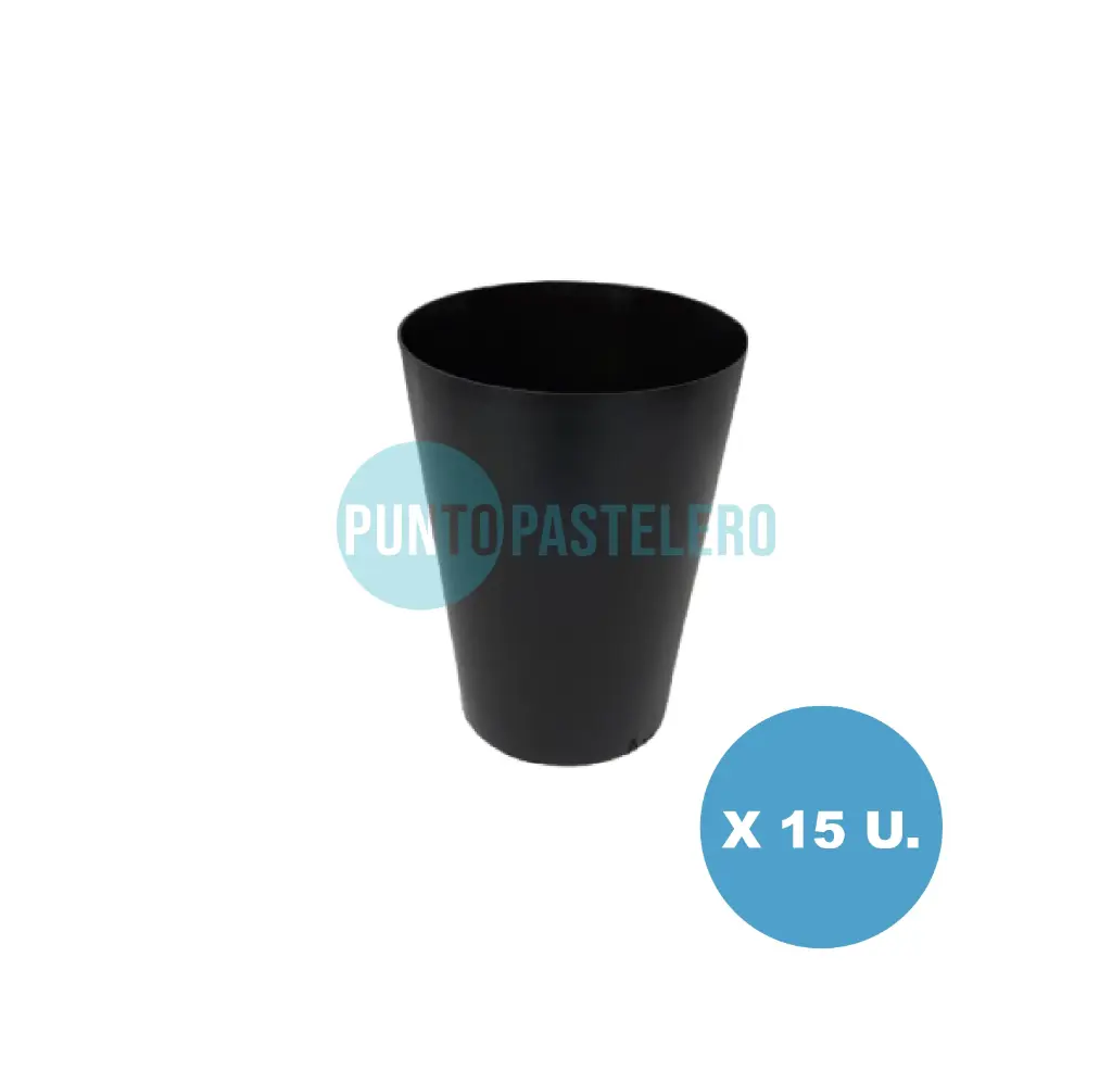 VASO 180 CC FLEXIBLE NEGRO (15 U.)