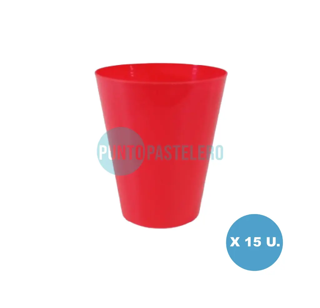 VASO 180 CC FLEXIBLE ROJO (15 U.)