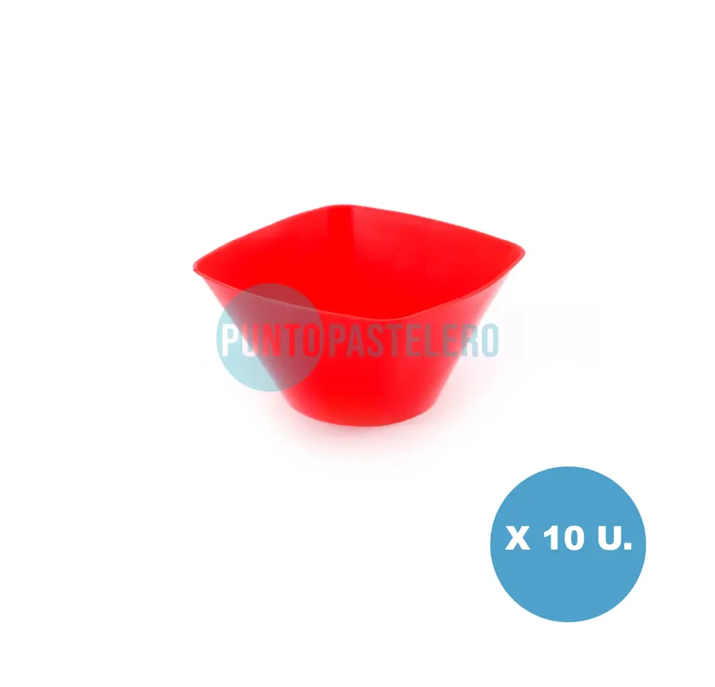 BOWL CUADRADO ROJO KOVALPLAST (10 U.)