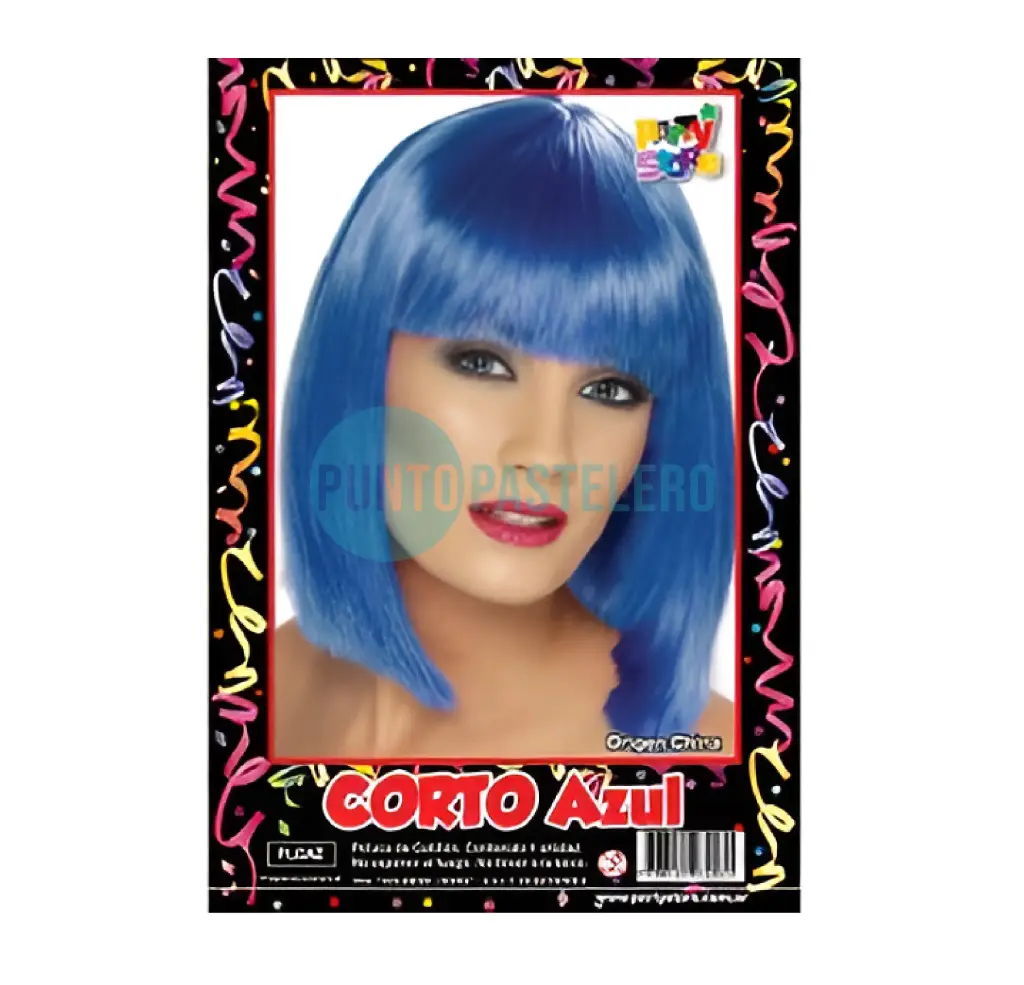 PELUCA LACIA CORTA AZUL PARTY STORE