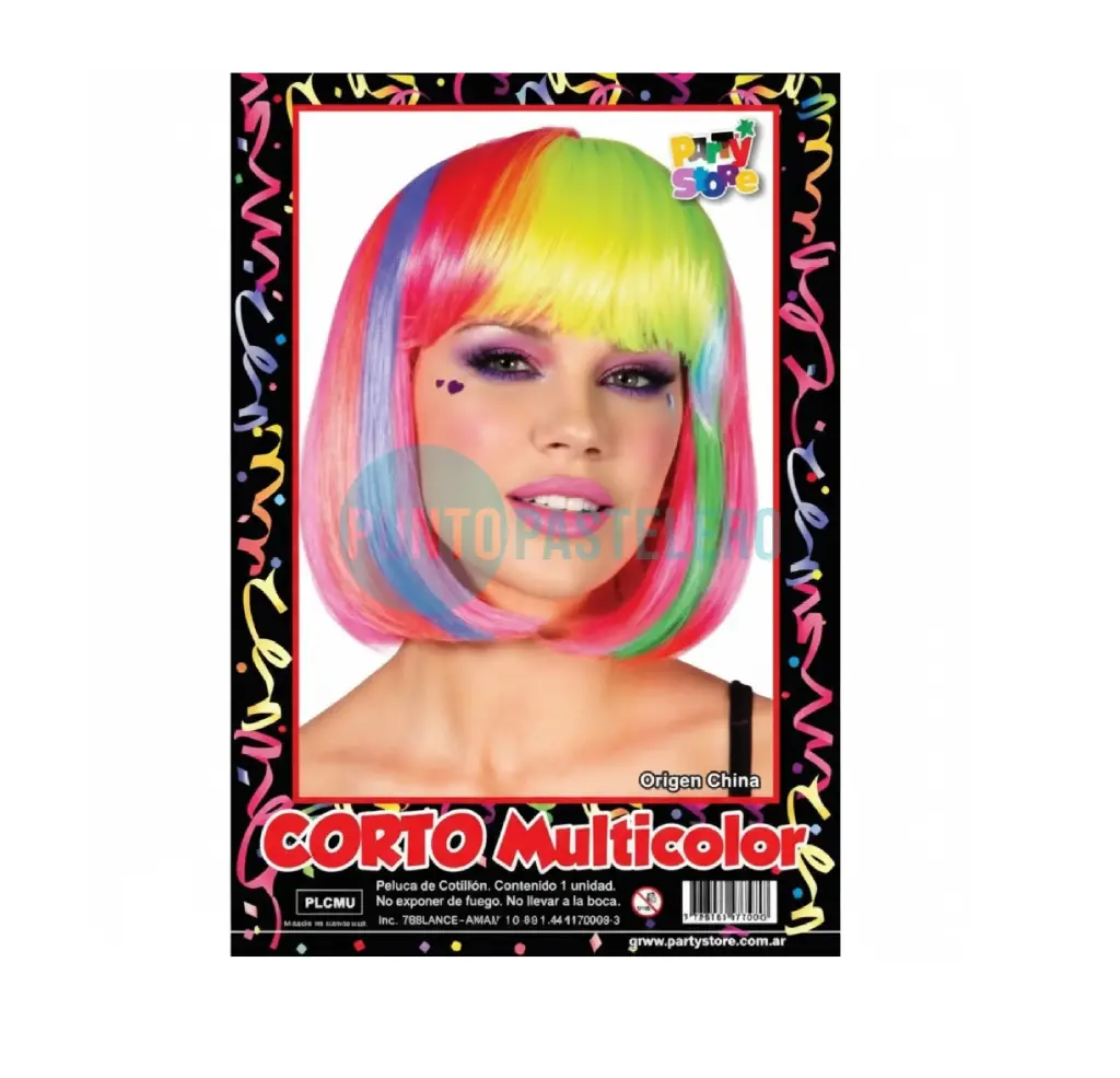 PELUCA LACIA CORTA MULTICOLOR PARTY STORE