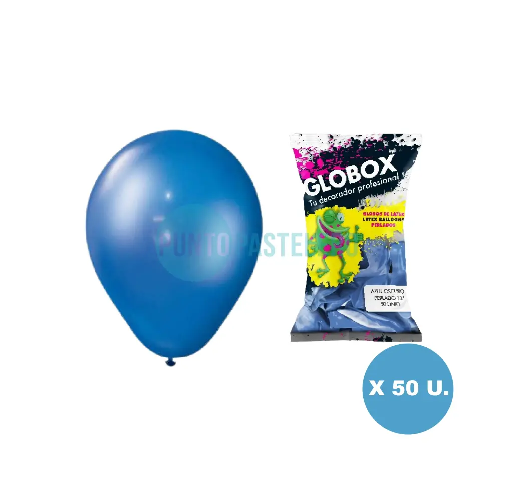 PACK GLOBO GLOBOX PERLADO 12" AZUL FRANCIA (X 50 U.)