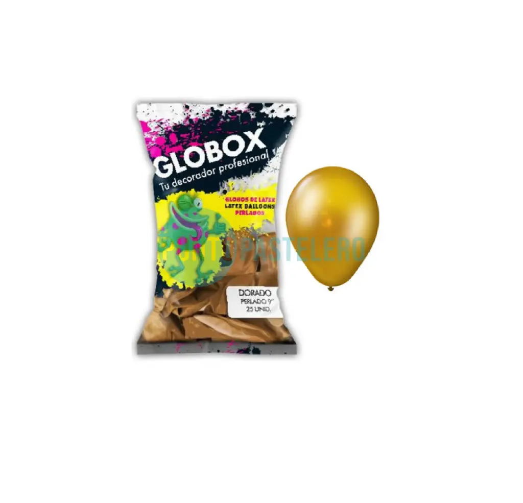 PACK GLOBO GLOBOX PERLADO 12" DORADO (X 50 U.)