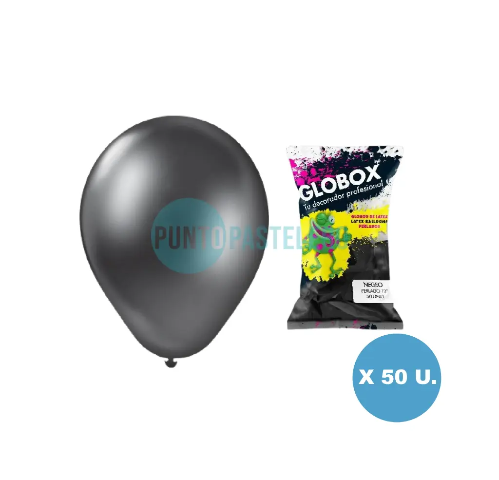 PACK GLOBO GLOBOX PERLADO 12" NEGRO (X 50 U.)