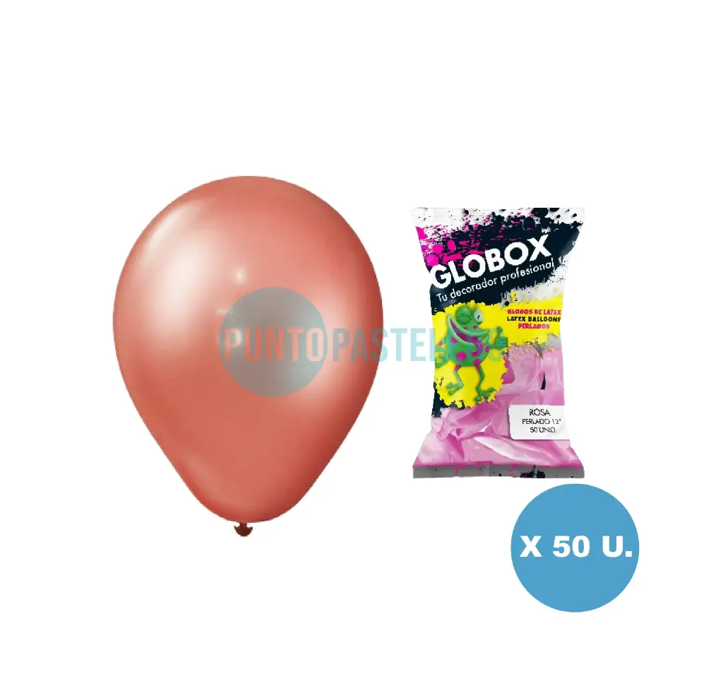 PACK GLOBO GLOBOX PERLADO 12" ROSA GOLD (X 50 U.)