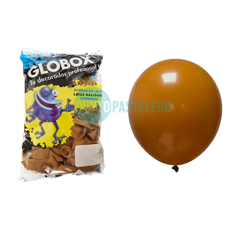PACK GLOBO GLOBOX LISO 12" MARRON CHOCOLATE (X 50 U.)