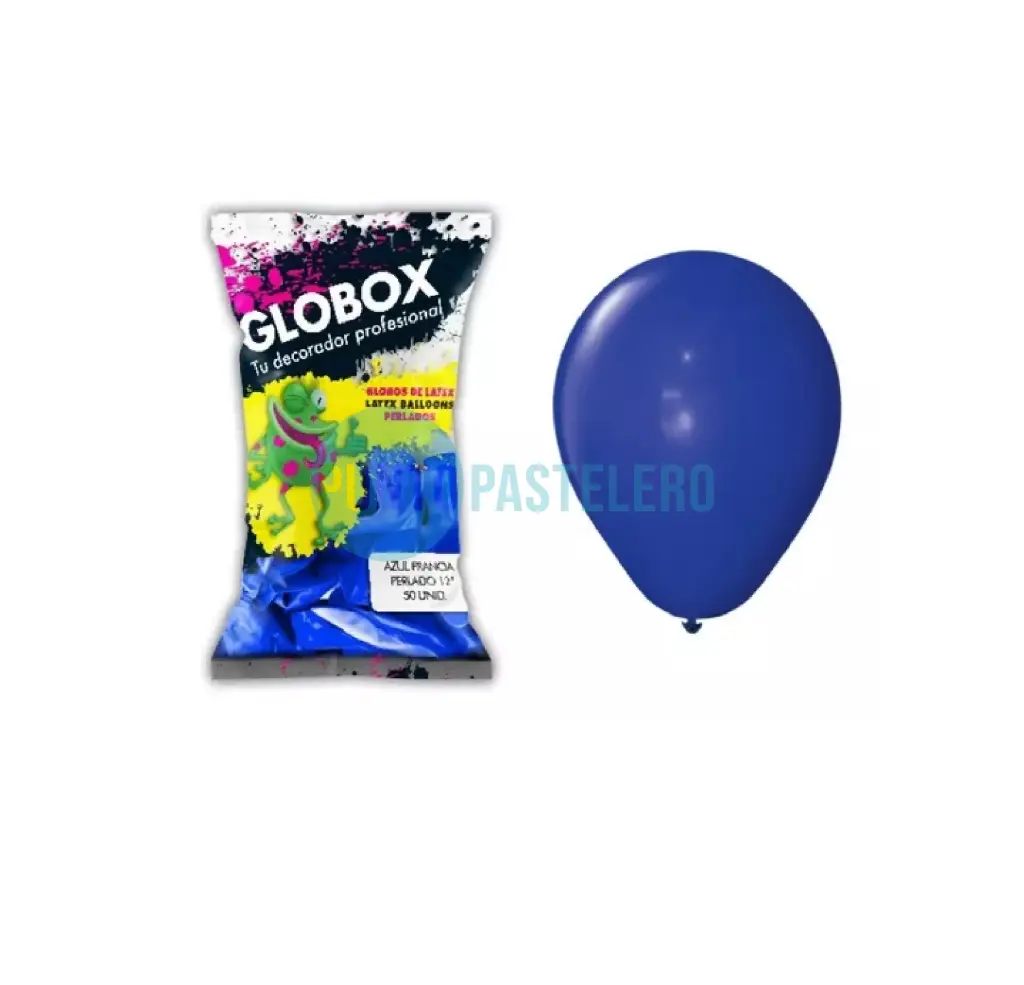 PACK GLOBO GLOBOX PERLADO 5" AZUL FRANCIA (X 50 U.)