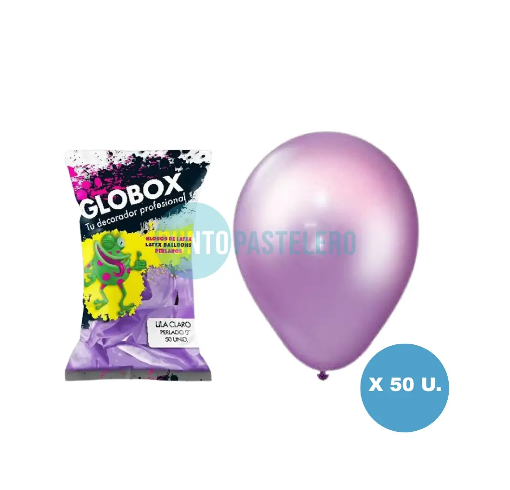 PACK GLOBO GLOBOX PERLADO 5" LILA CLARO (X 50 U.)