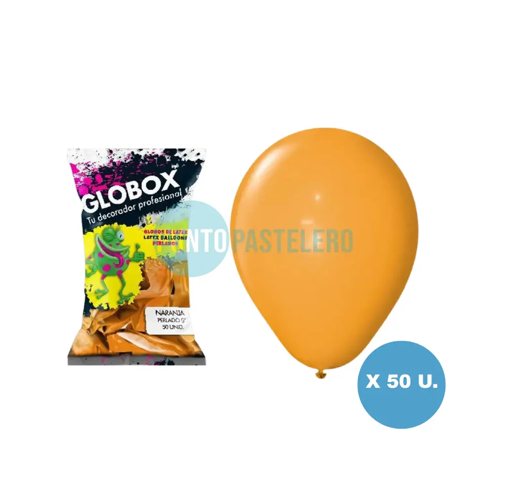 PACK GLOBO GLOBOX PERLADO 5" NARANJA (X 50 U.)