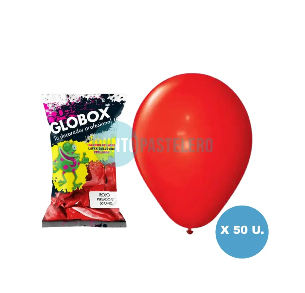 PACK GLOBO GLOBOX PERLADO 5" ROJO (X 50 U.)