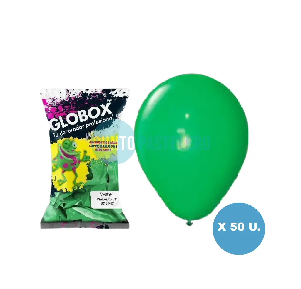 PACK GLOBO GLOBOX PERLADO 5" VERDE (X 50 U.)