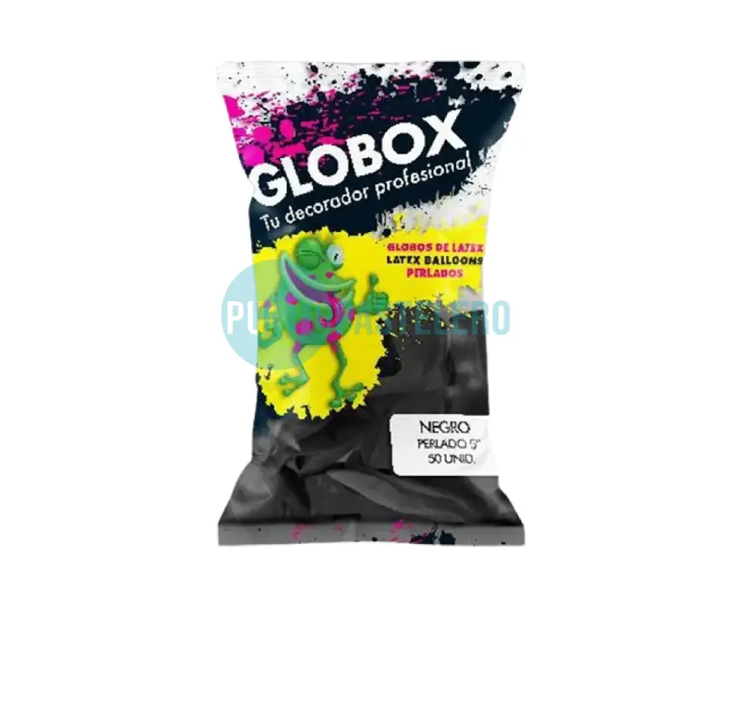 PACK GLOBO GLOBOX PERLADO 5" NEGRO (X 50 U.)