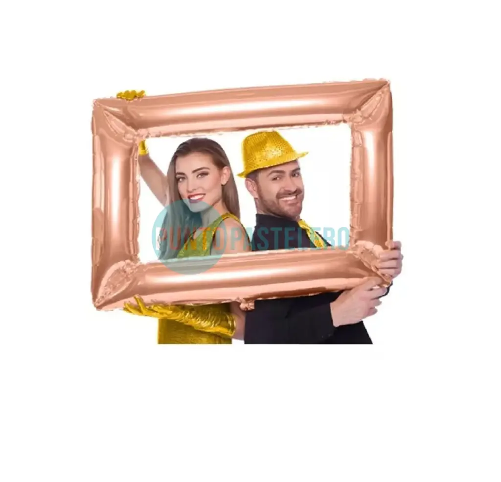 GLOBO OVNI METALIZADO MARCO DE SELFIE 34" ROSA GOLD
