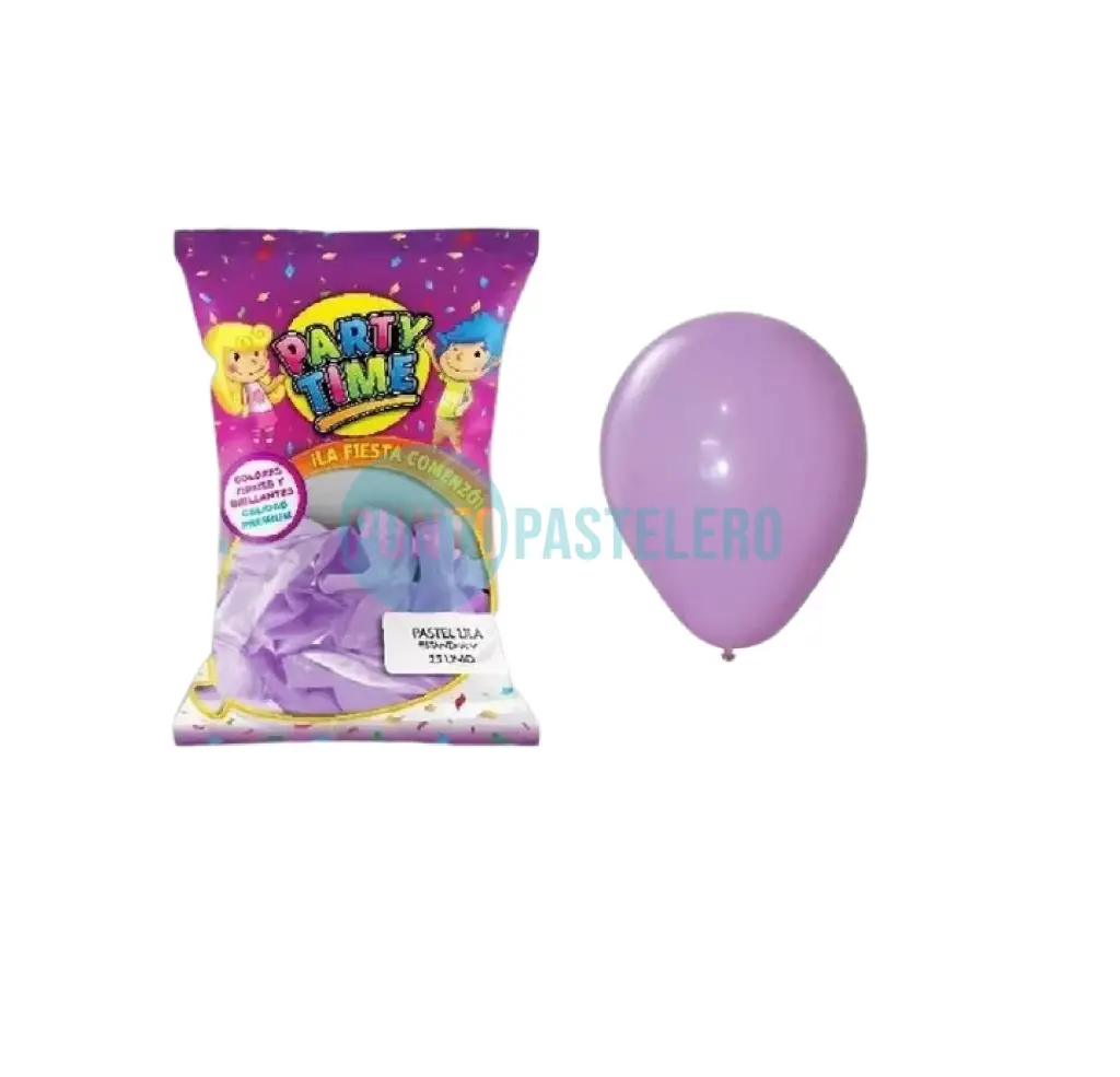 PACK GLOBO PARTY TIME LISO 9" VIOLETA (X 50 U.)