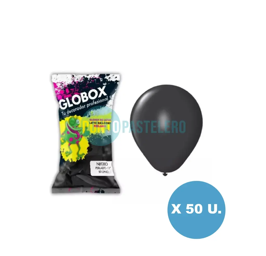 PACK GLOBO GLOBOX 5" NEGRO (X 50 U.)