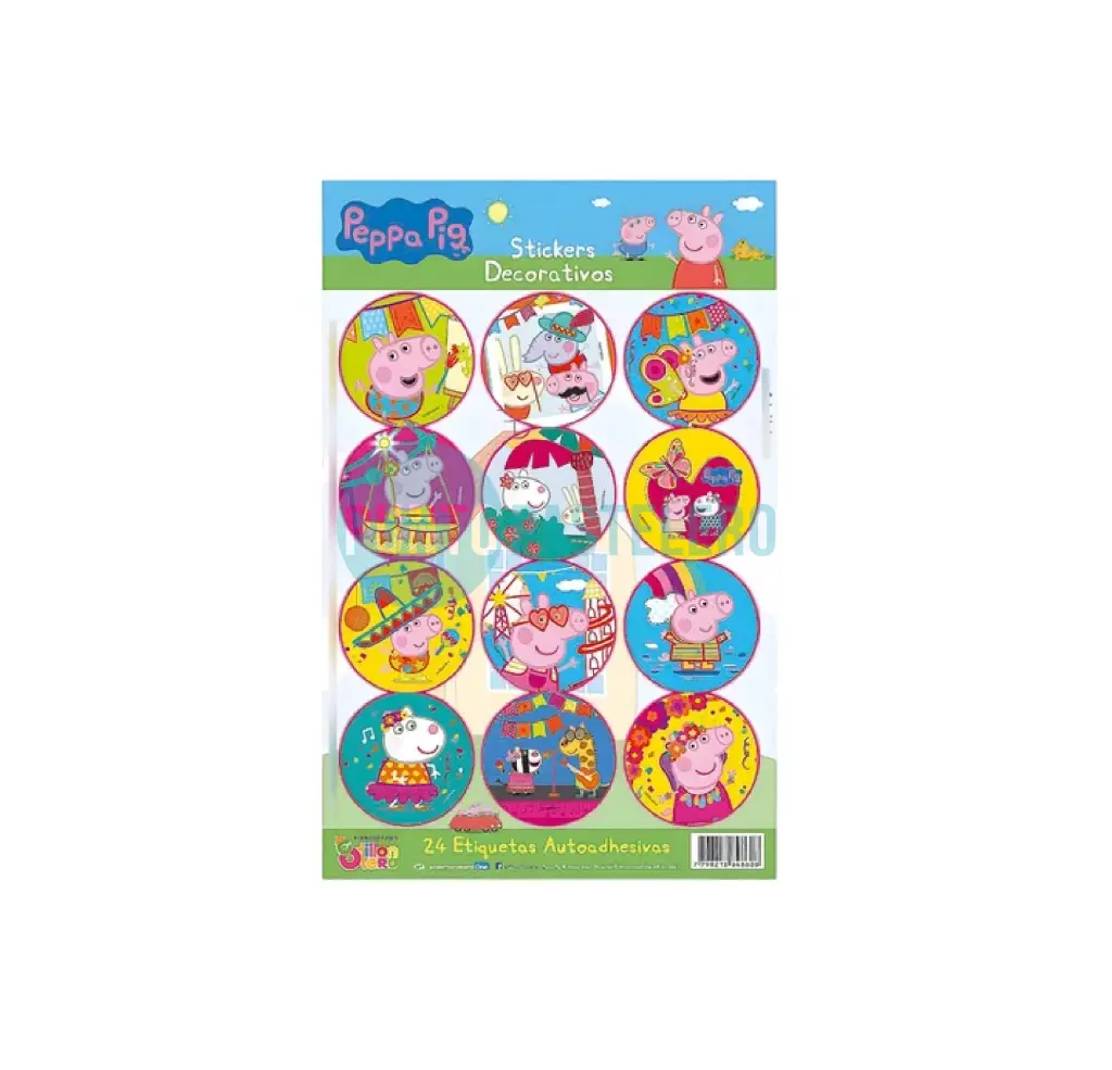 STICKERS PEPPA PIG (2 PLANCHAS X 12 STICKERS-24 U.)