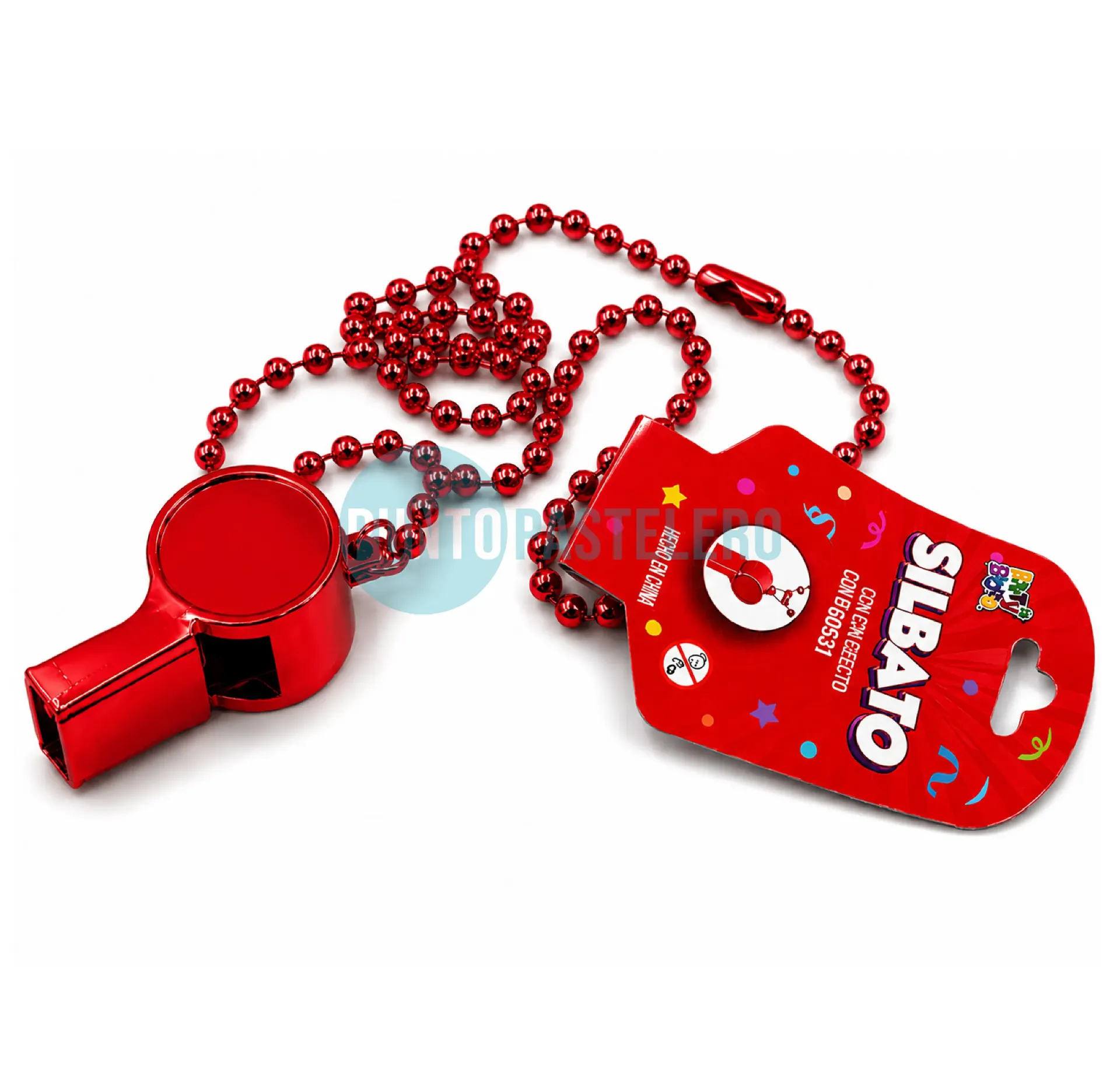 COLLAR METALIZADO ROJO CON SILBATO