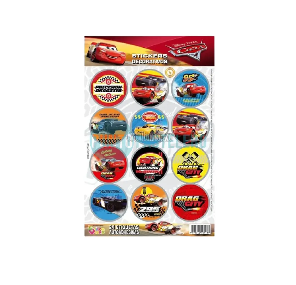 STICKERS EN PLANCHA CARS (24 U.)
