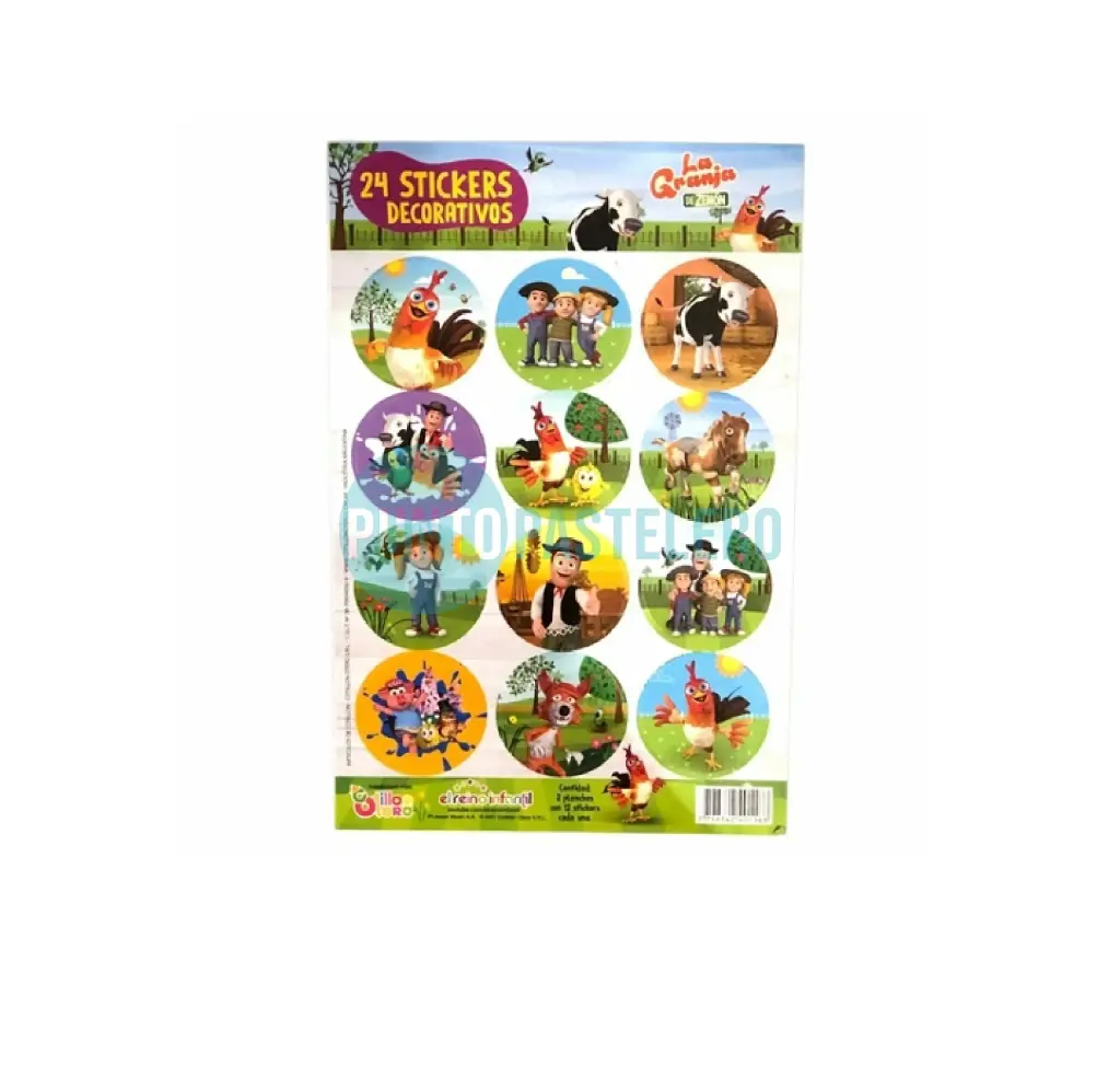 STICKERS EN PLANCHA GRANJA DE ZENON (24 U.)