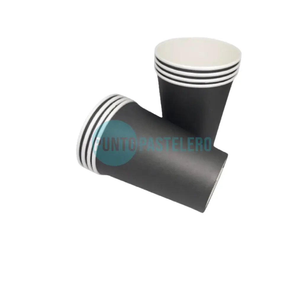 VASO POLIPAPEL NEGRO (8 U.) (FESTCOPACK)