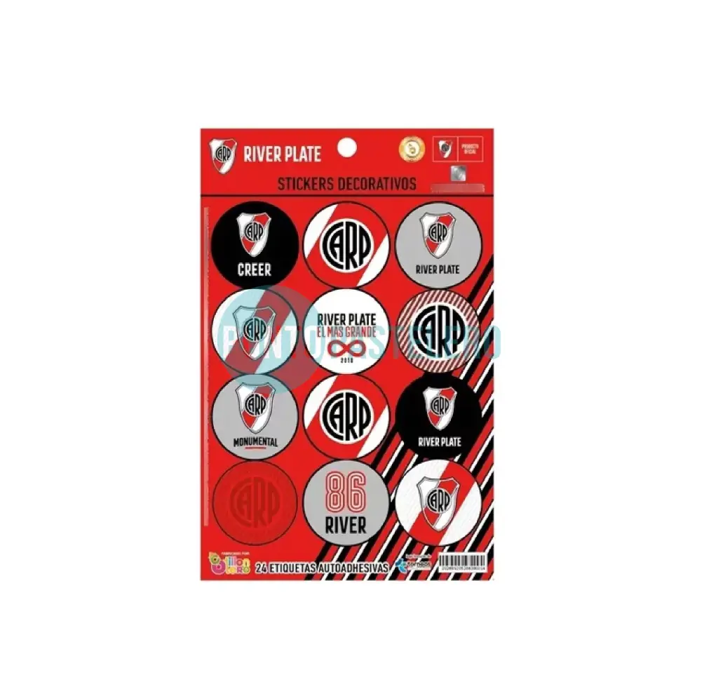 STICKERS EN PLANCHA RIVER PLATE (24 U.)