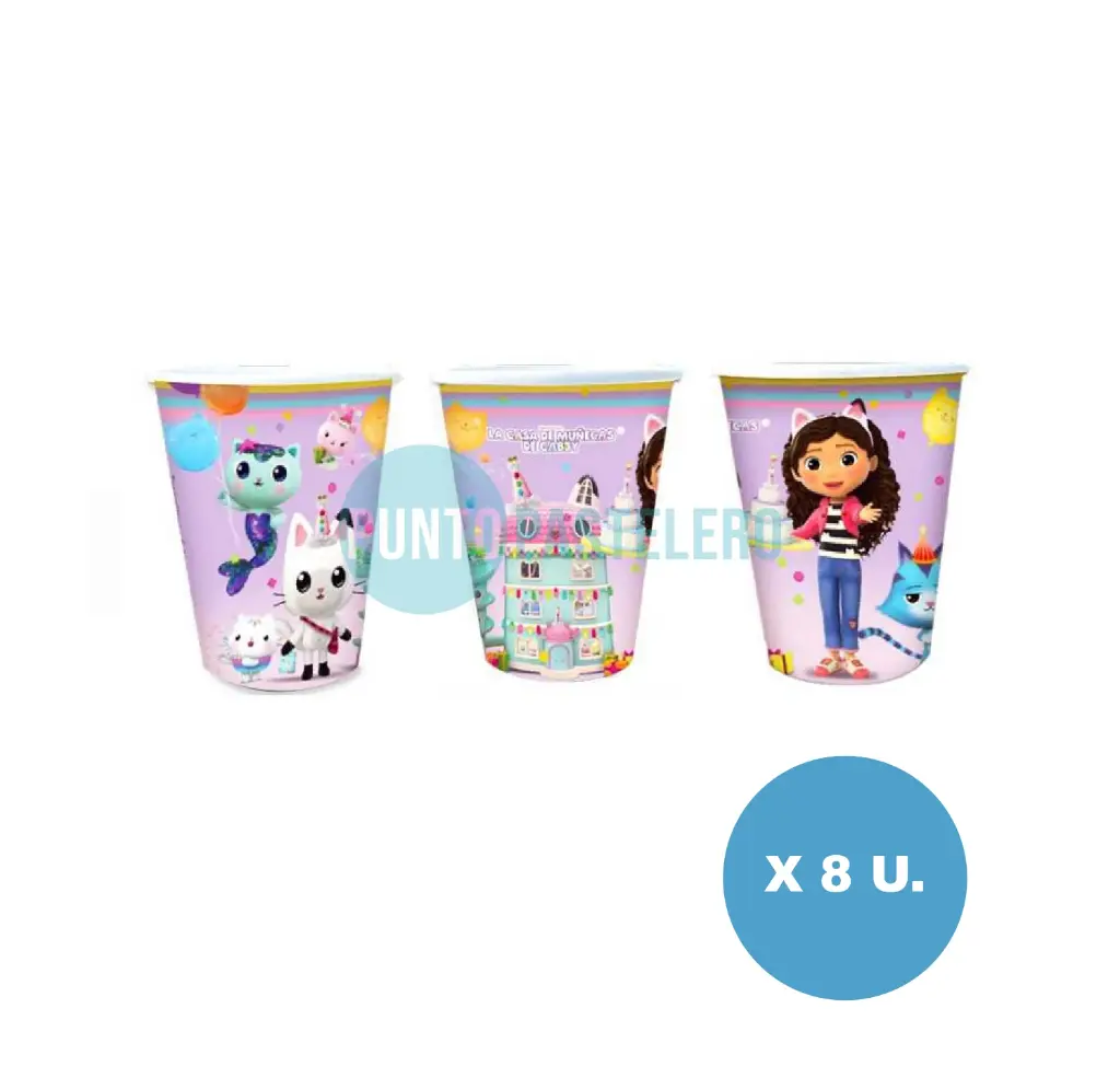 [7798342408341] VASO DE POLIPAPEL GABBY`S DOLL (8 U.)