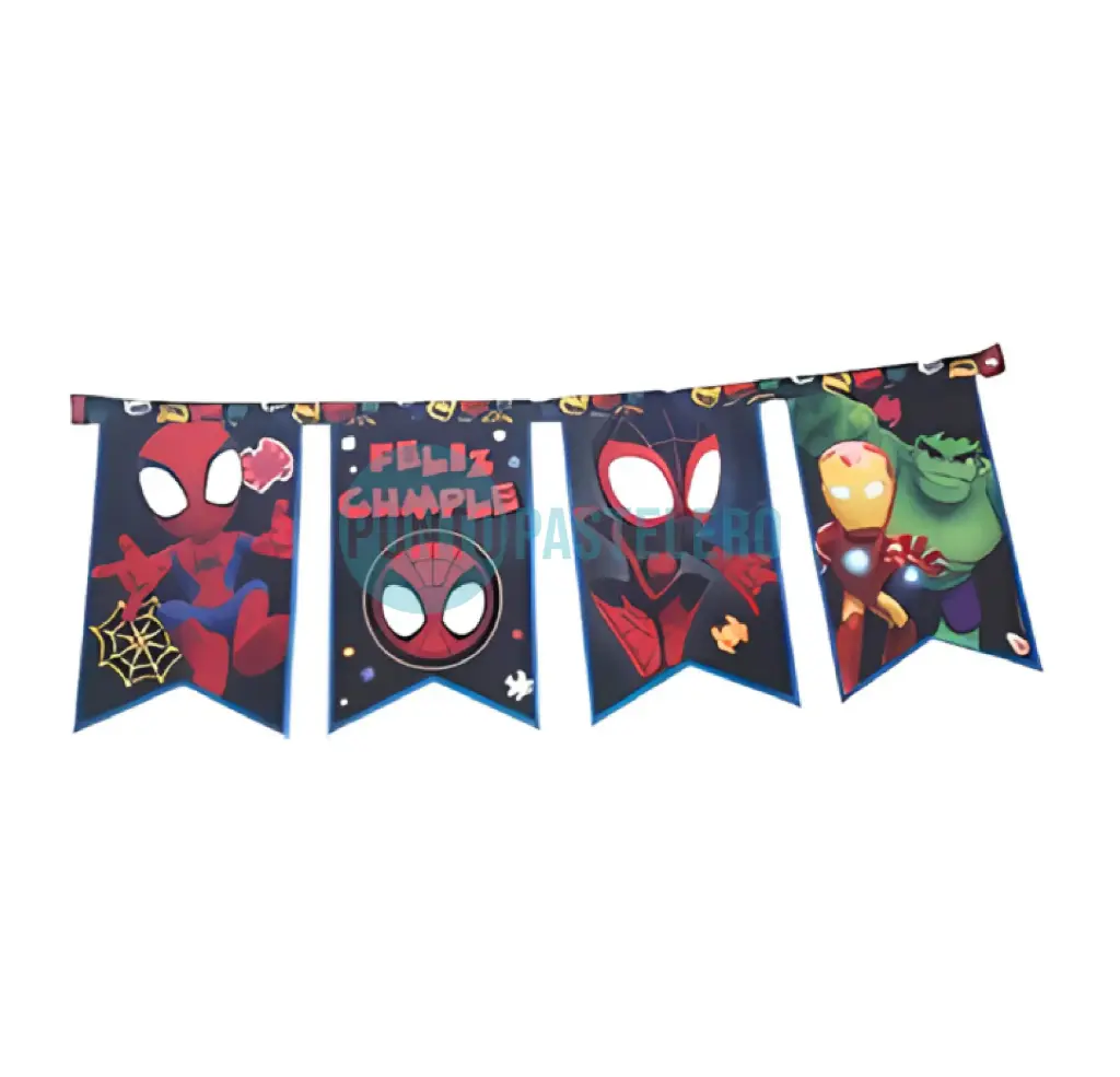 BANDERIN "FELIZ CUMPLE" SPIDEY Y SUS AMIGOS