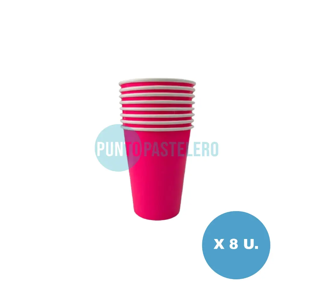 VASO POLIPAPEL FLUO FUCSIA 240 CC (8 U.)