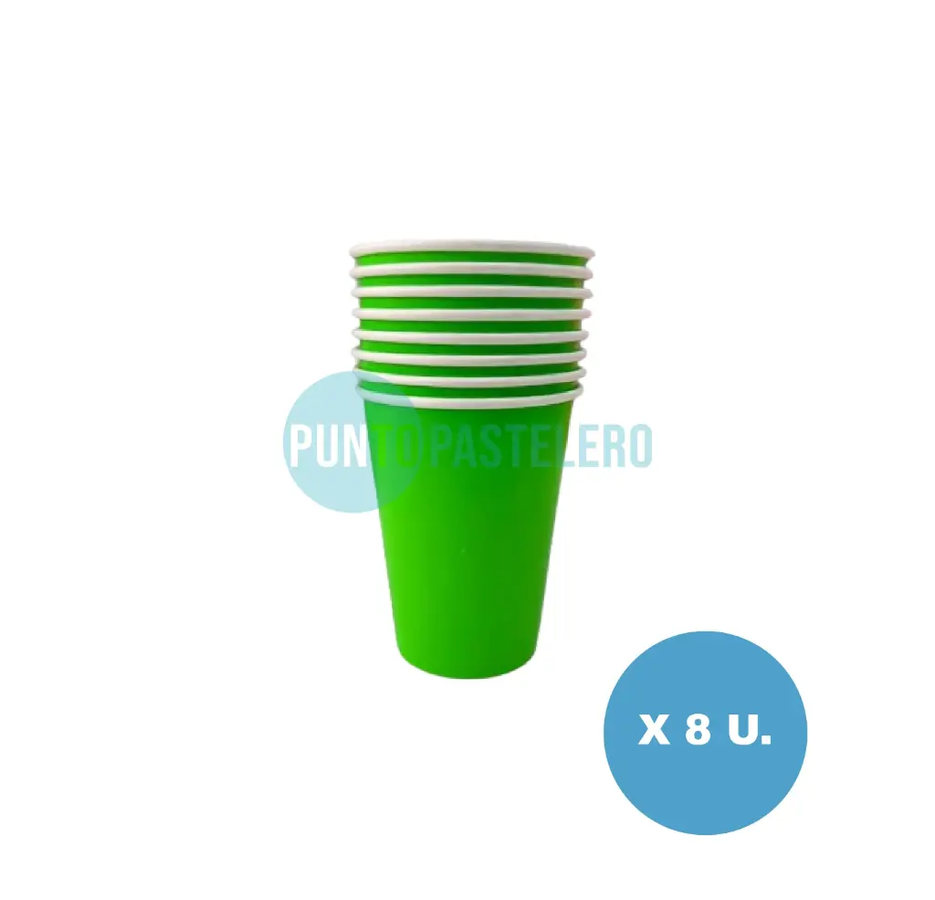VASO POLIPAPEL FLUO VERDE 240 CC (8 U.)