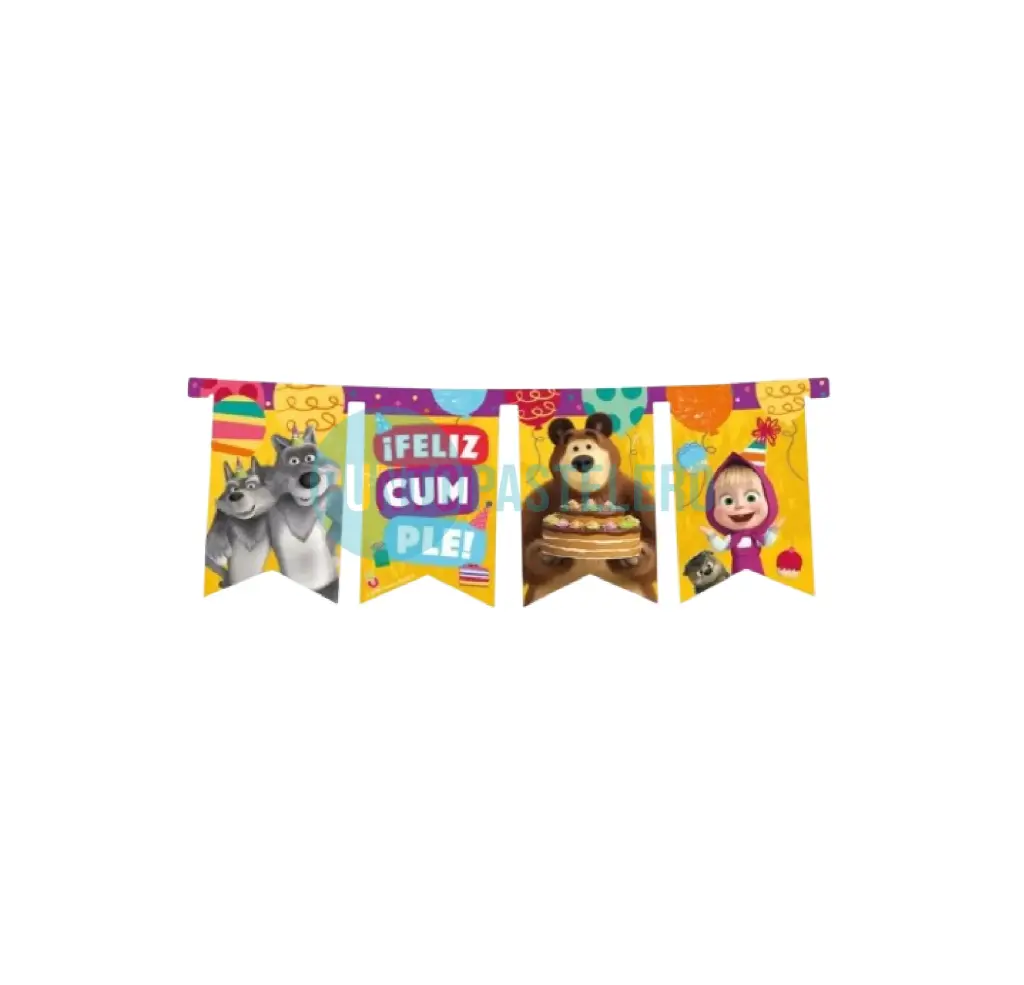 [7798342409805] BANDERIN FELIZ CUMPLEAÑOS MASHA Y EL OSO