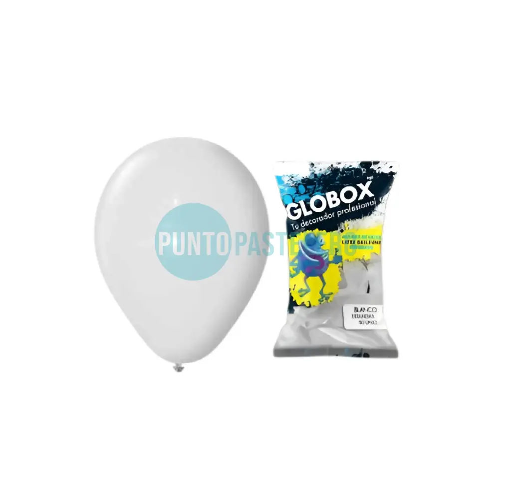 PACK GLOBO GLOBOX STANDARD 20" BLANCO (X 10 U.)