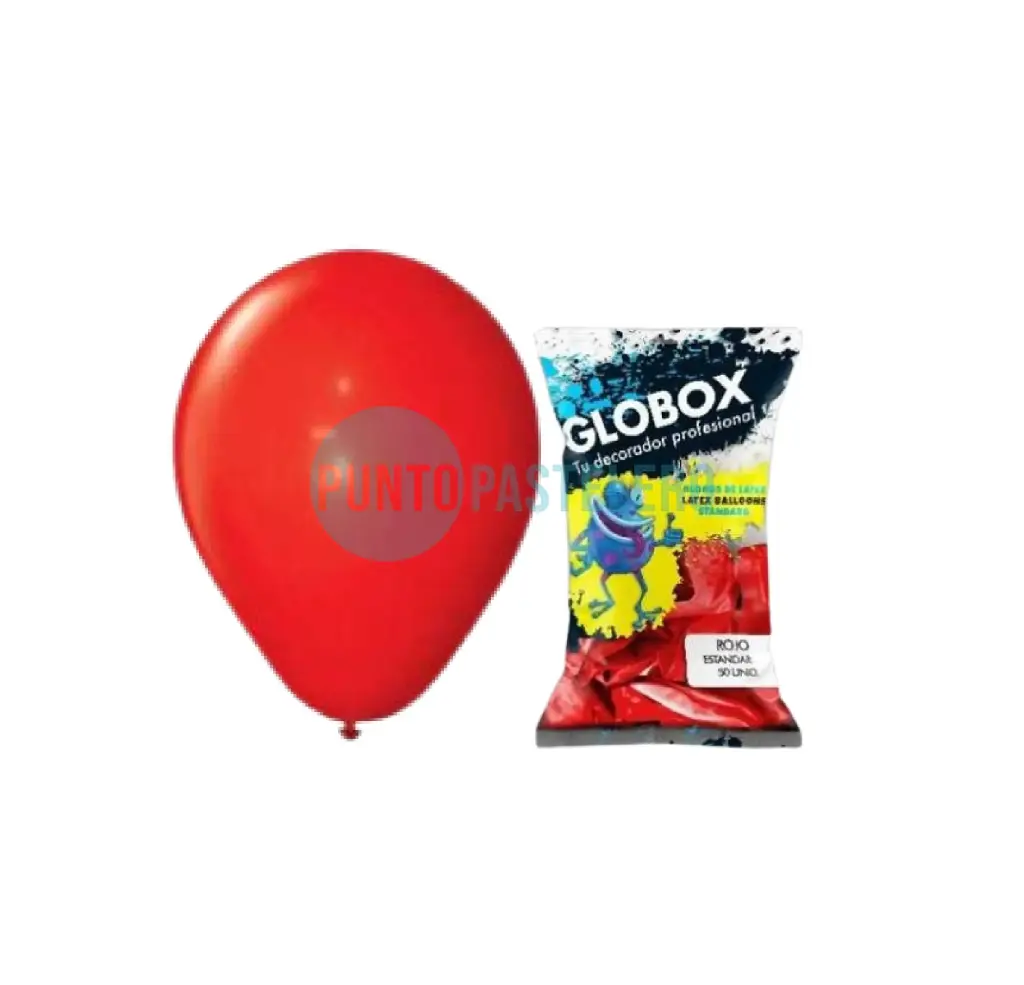 PACK GLOBO GLOBOX STANDARD 20" ROJO (X 10 U.)