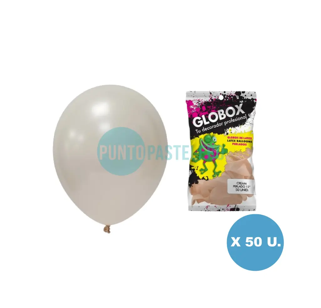 PACK GLOBO GLOBOX PERLADO CREAM 12" (X 50 U.)