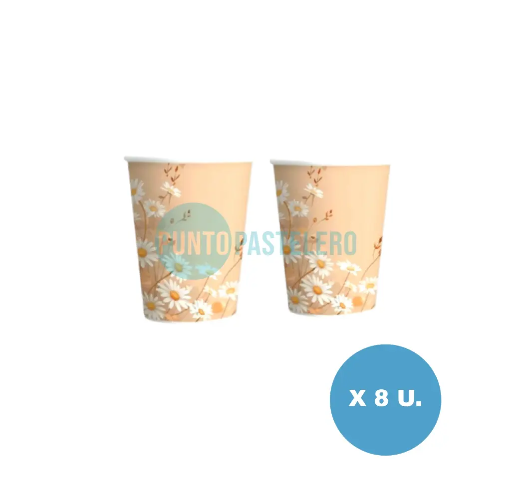 VASO DE POLIPAPEL MARGARITAS (8 U.)