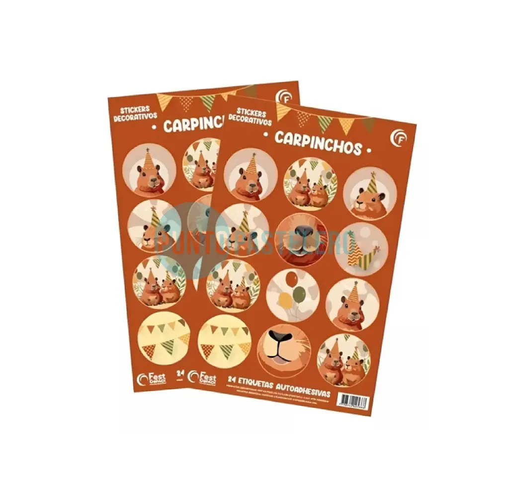 STICKERS EN PLANCHA CARPINCHO CAPIBARA (24 U.)