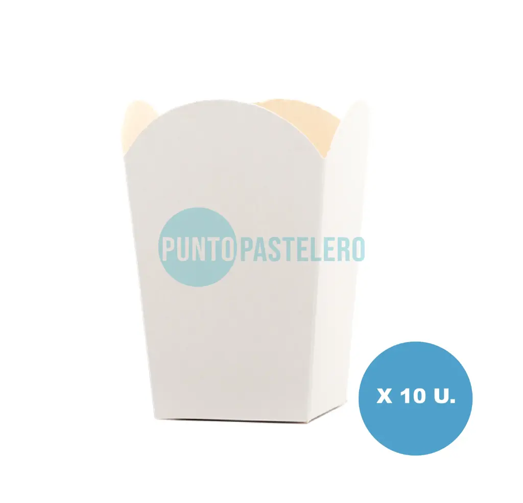 [7799051002226] CAJITA POCHOCLERA/GOLOSINERA BLANCO (10 U.)