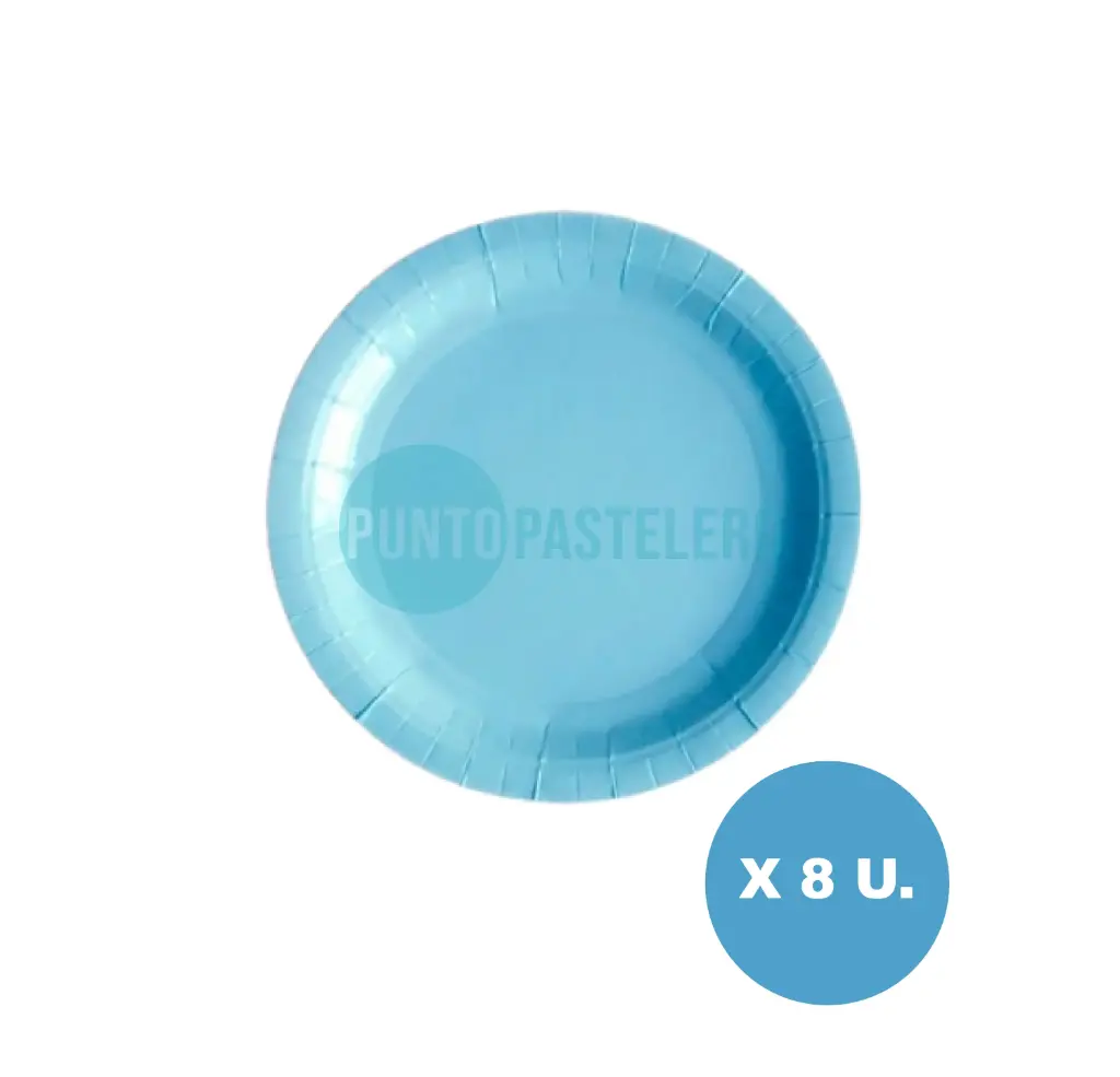 PLATO POLIPAPEL CARTON CELESTE (8 U.)
