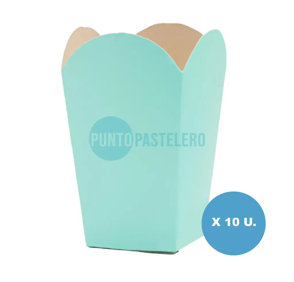 CAJITA POCHOCLERA/GOLOSINERA VERDE PASTEL (10 U.)
