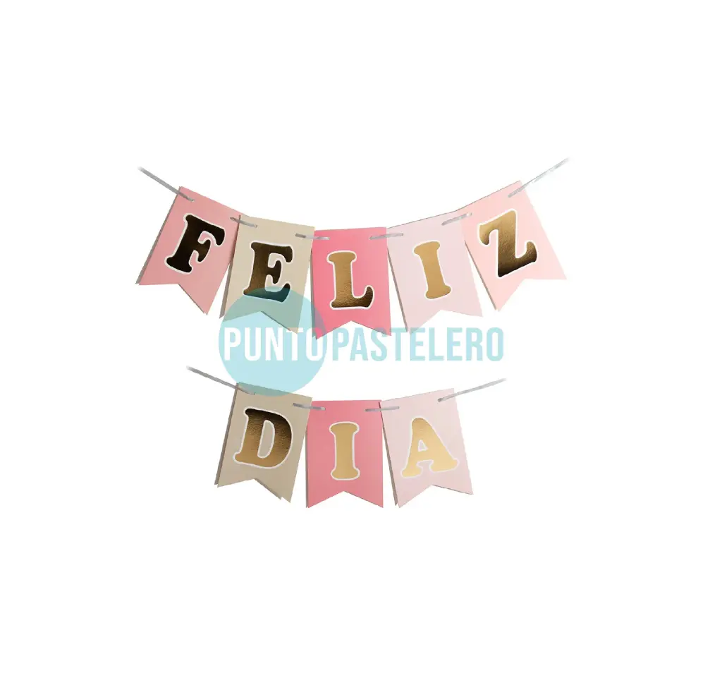 BANDERIN CON STAMPING FELIZ DIA ROSA