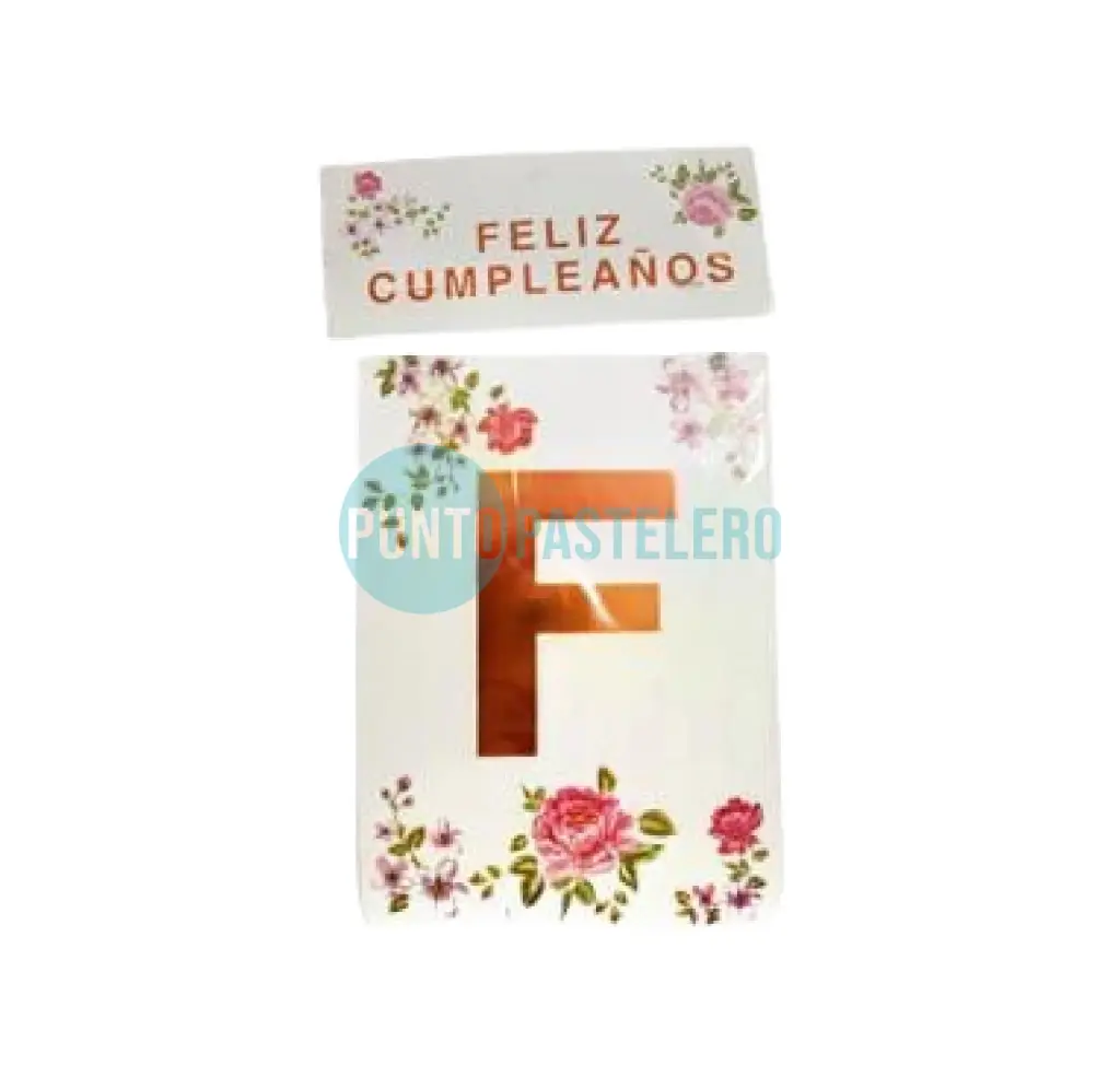 BANDERIN CON STAMPING FELIZ CUMPLEAÑOS FLORES
