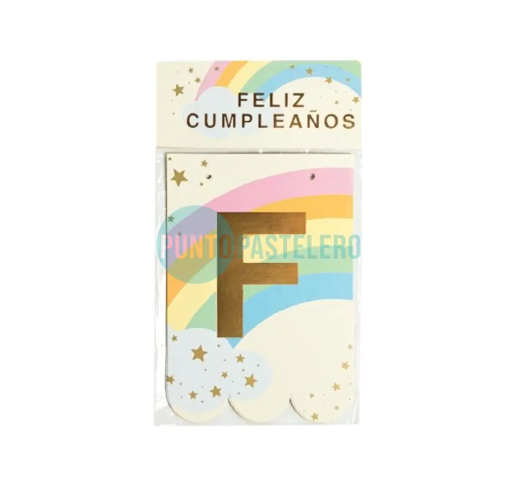 BANDERIN CON STAMPING FELIZ CUMPLEAÑOS ARCOIRIS