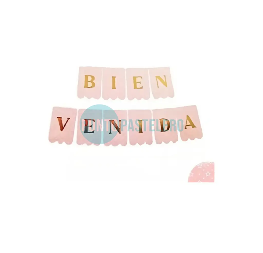 [7799051005739] BANDERIN CON STAMPING BIENVENIDO ROSA
